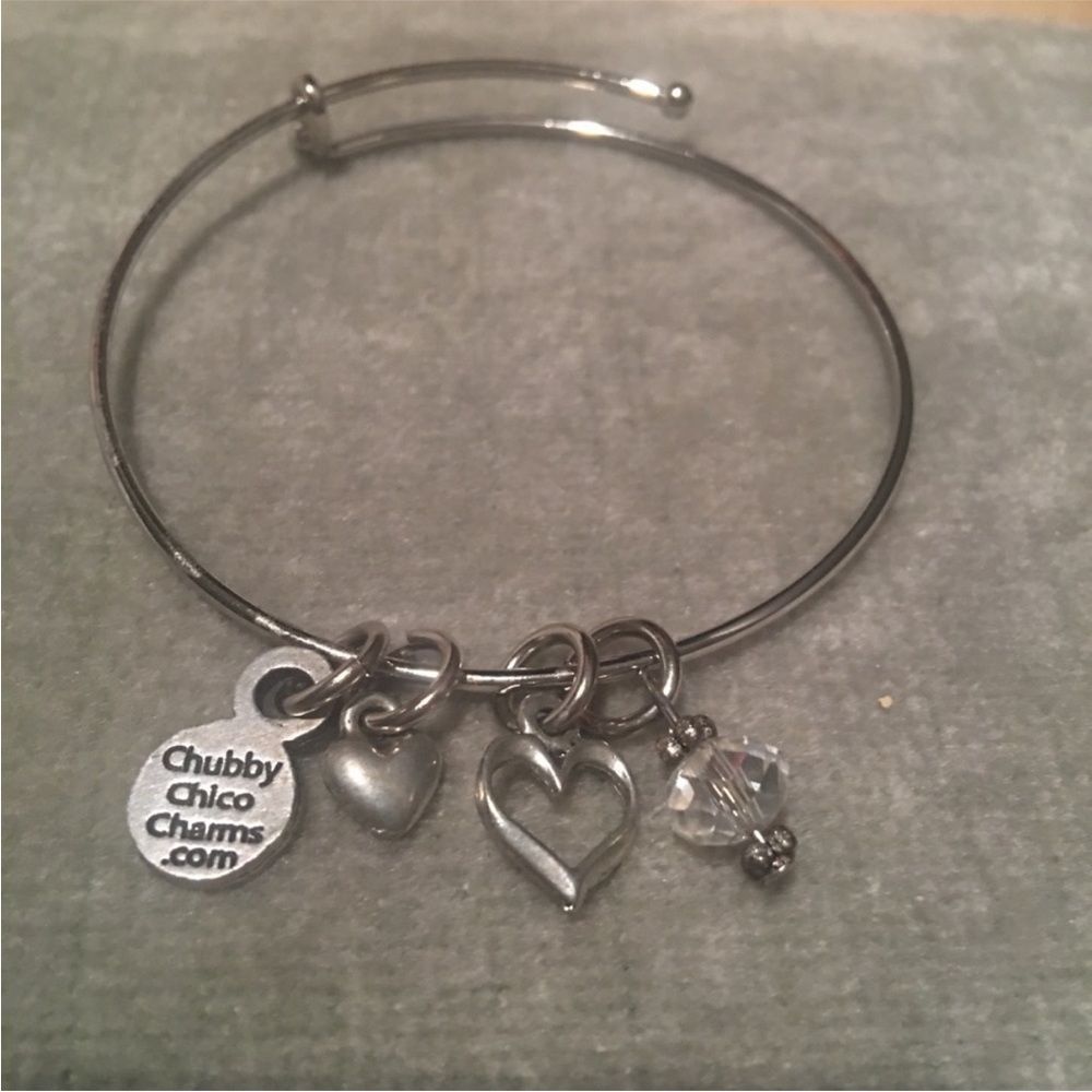 Silver hearts Charm Bracelet chubby chico charms 90s y2k